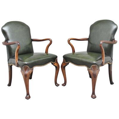 Pair of early 20th Century walnut armchairs