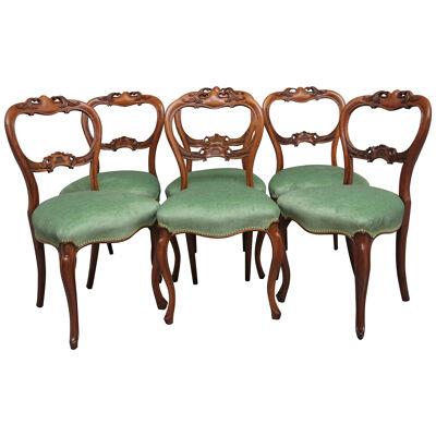 Set of six 19th Century walnut dining chairs