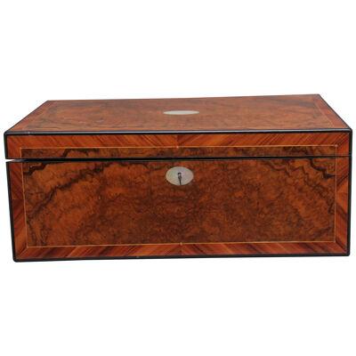 19th Century antique burr walnut writing box