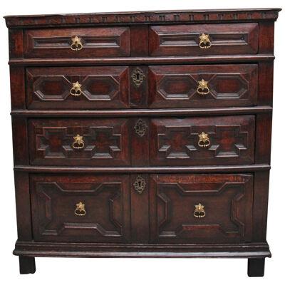 Early 18th Century oak moulded front chest of drawers from the Stuart period