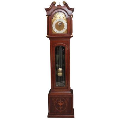 Early 20th Century inlaid mahogany musical longcase clock