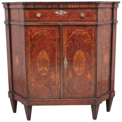 19th Century burr yew wood and inlaid corner cabinet