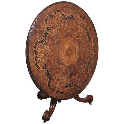 19th Century walnut and marquetry centre table