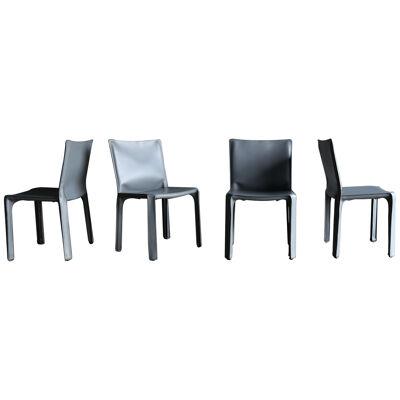 Mario Bellini Grey Leather "Cab" Chairs for Cassina
