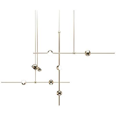 Dia Contemporary LED Chandelier Straight Config 2, Solid Brass, Handmade, Art