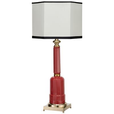 Novecento 261 pearl rose, Jacaranda blown glass and brass table lamp