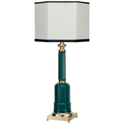 Novecento 261 opal green, Jacaranda blown glass and brass table lamp
