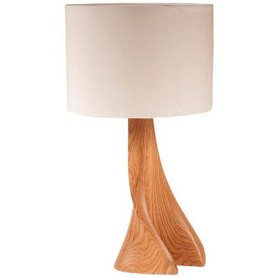 Amorph Nile Table Lamp in Natural Stain in White Oak and Ivory Silk Shade