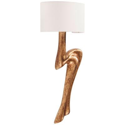 Amorph Emma Sconces Wall Lighting in Rusted Gold Finish with Ivory Silk Shade