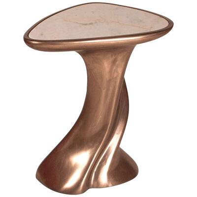 Amorph Abbi Side Table Bronze Finish with White Marble Top