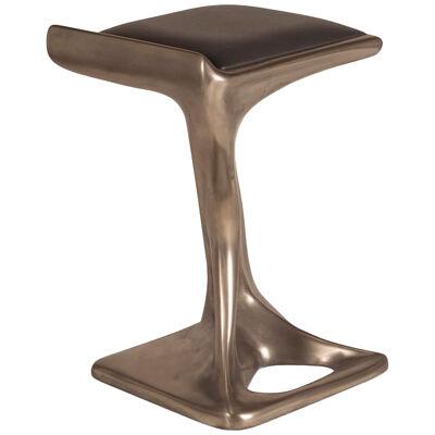 Amorph Attitude stool in Nickel finish with upholstery 