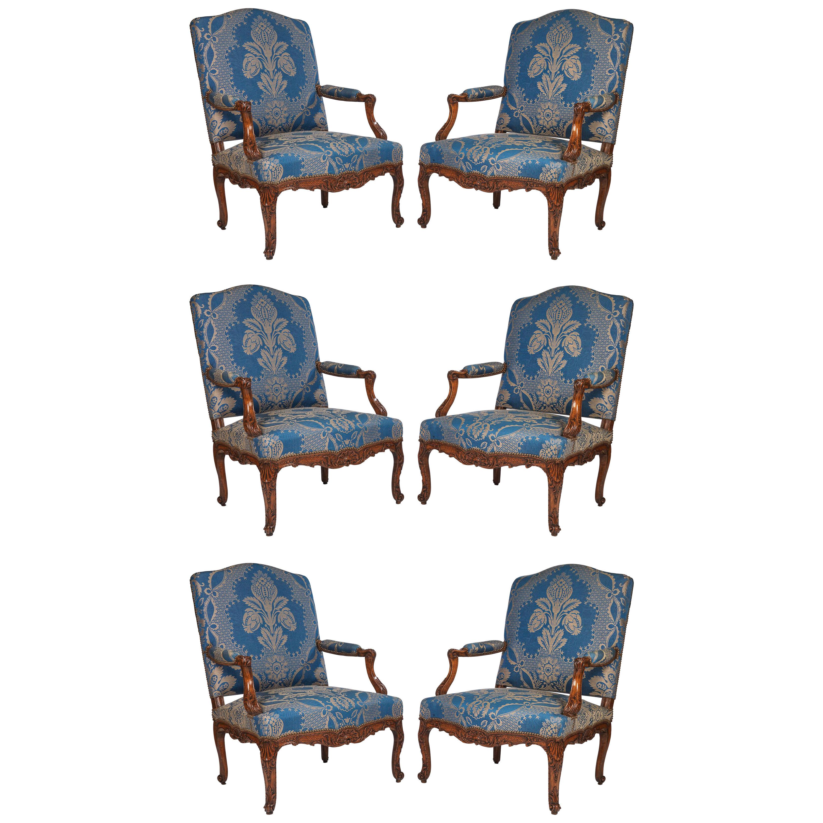 A Set of Six Regence Beechwood Armchairs 