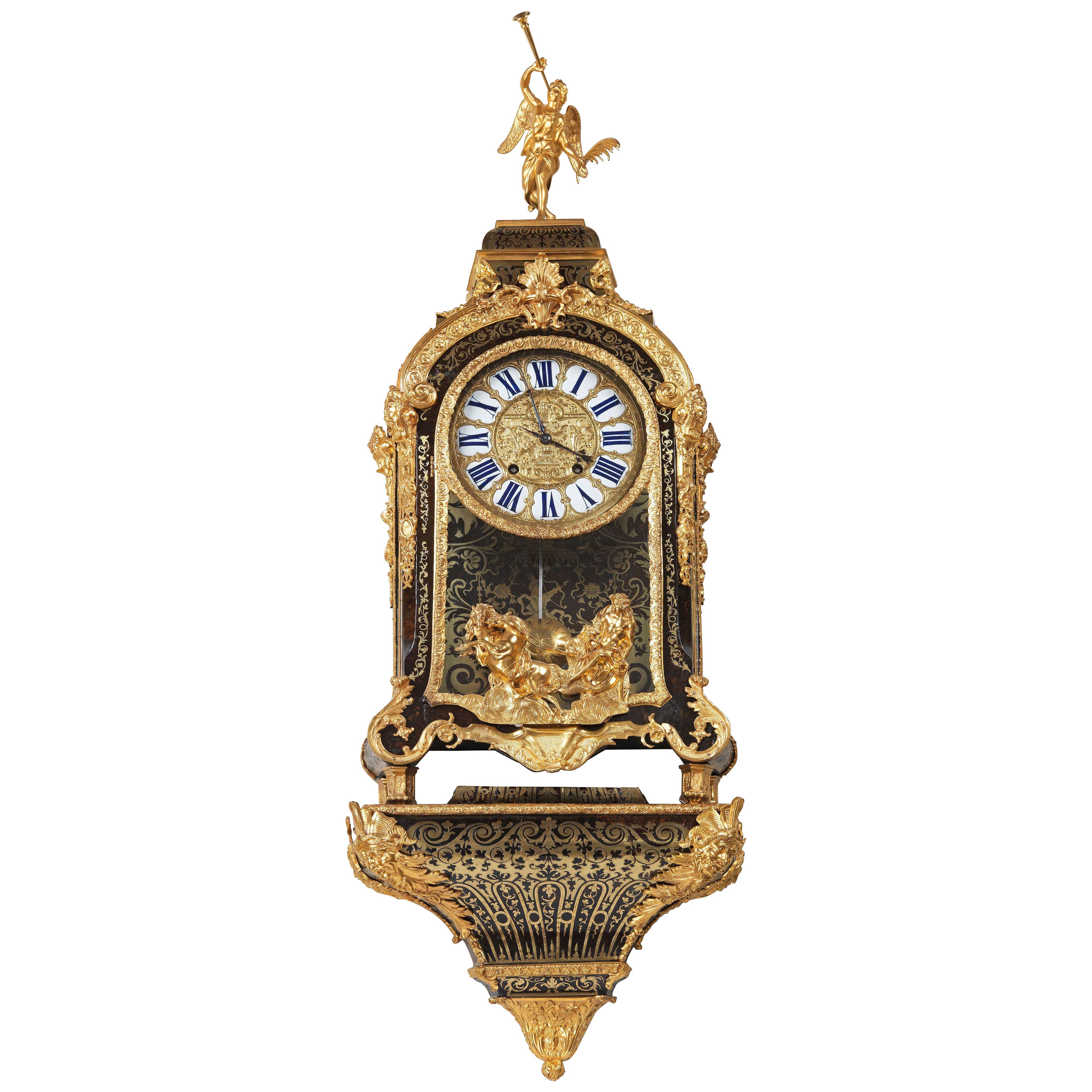 A Louis XIV Ormolu-Mounted  Boulle Marquetry Bracket Clock by Le Siamois