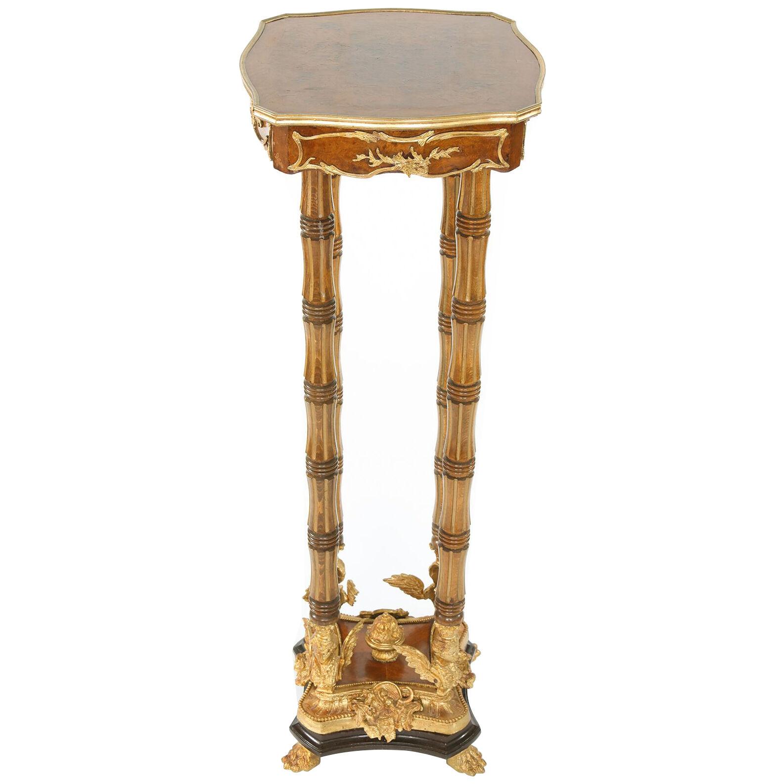 Ornately Gilt Bronze Mounted / Fruitwood Pedestal Table