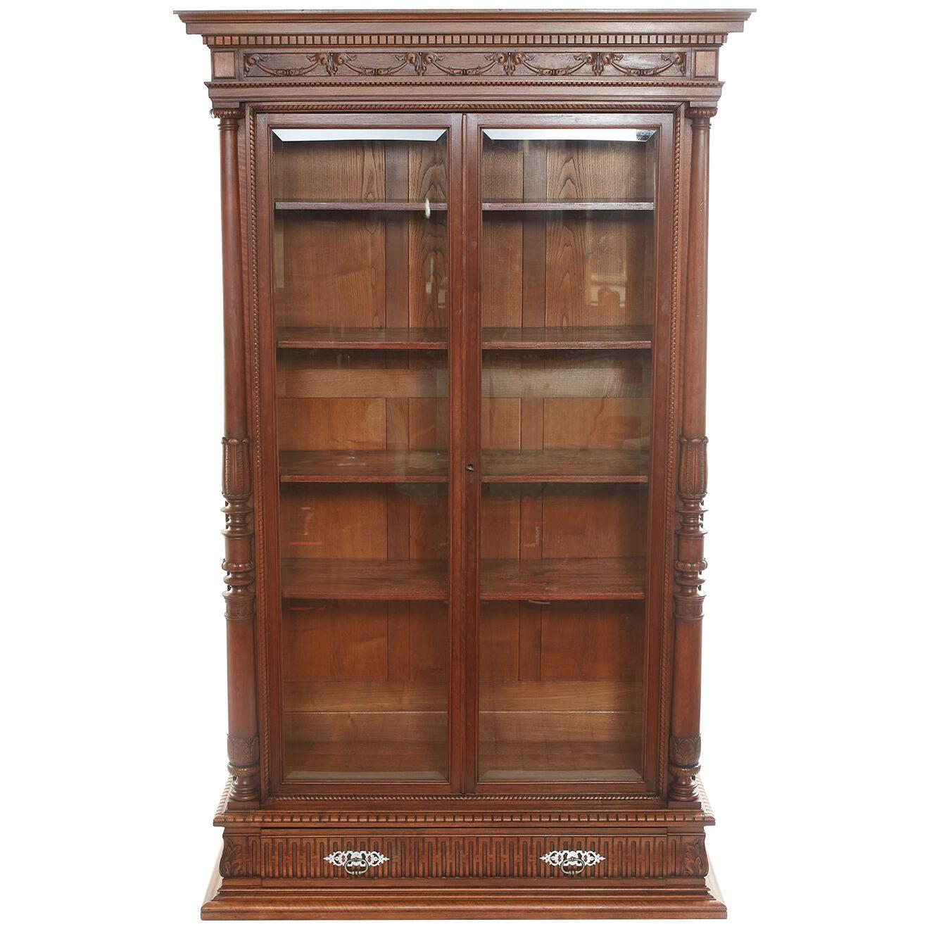19th Century French Louis Philippe Carved Walnut Cabinet
