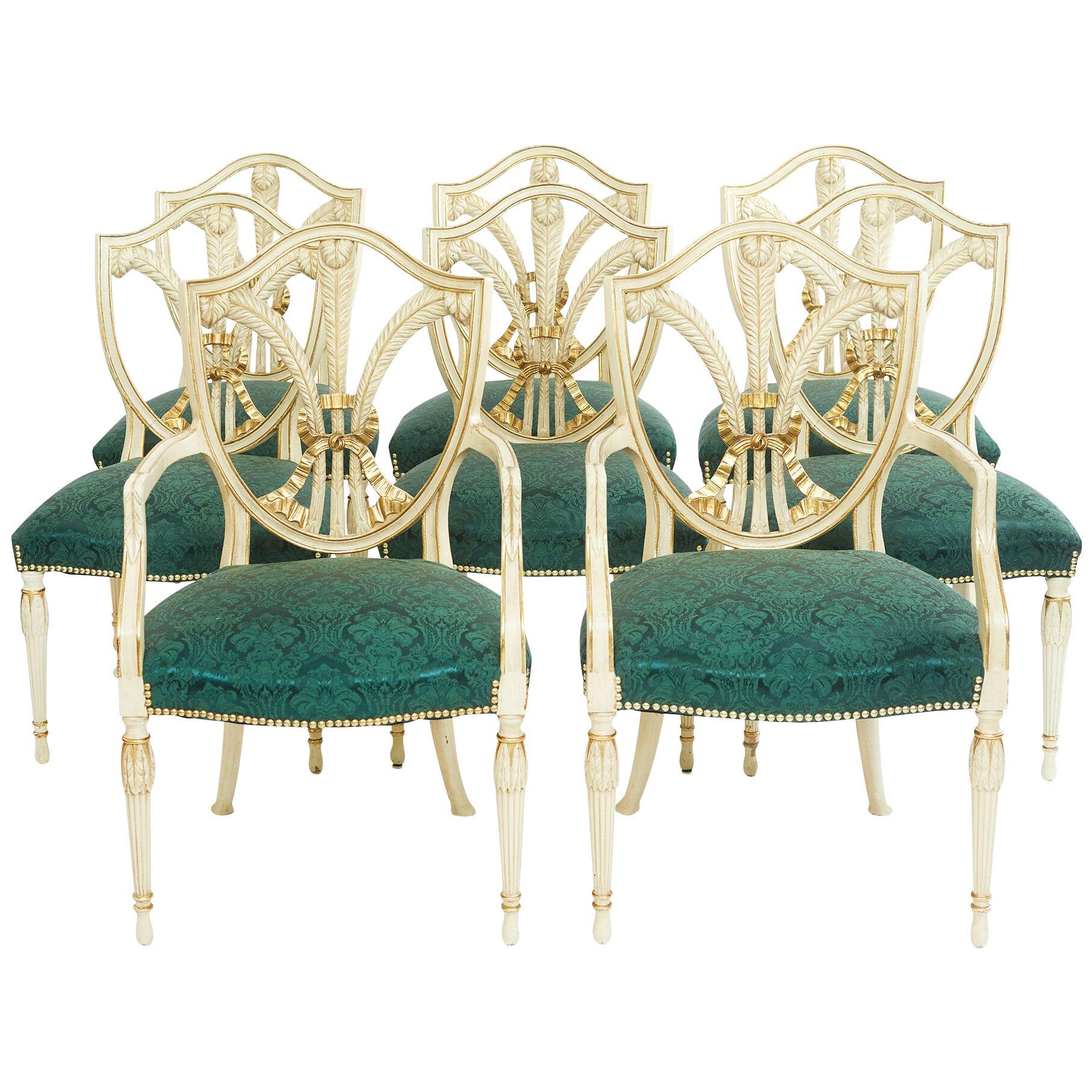 Hand Painted / Giltwood Framed Dining Chair Set