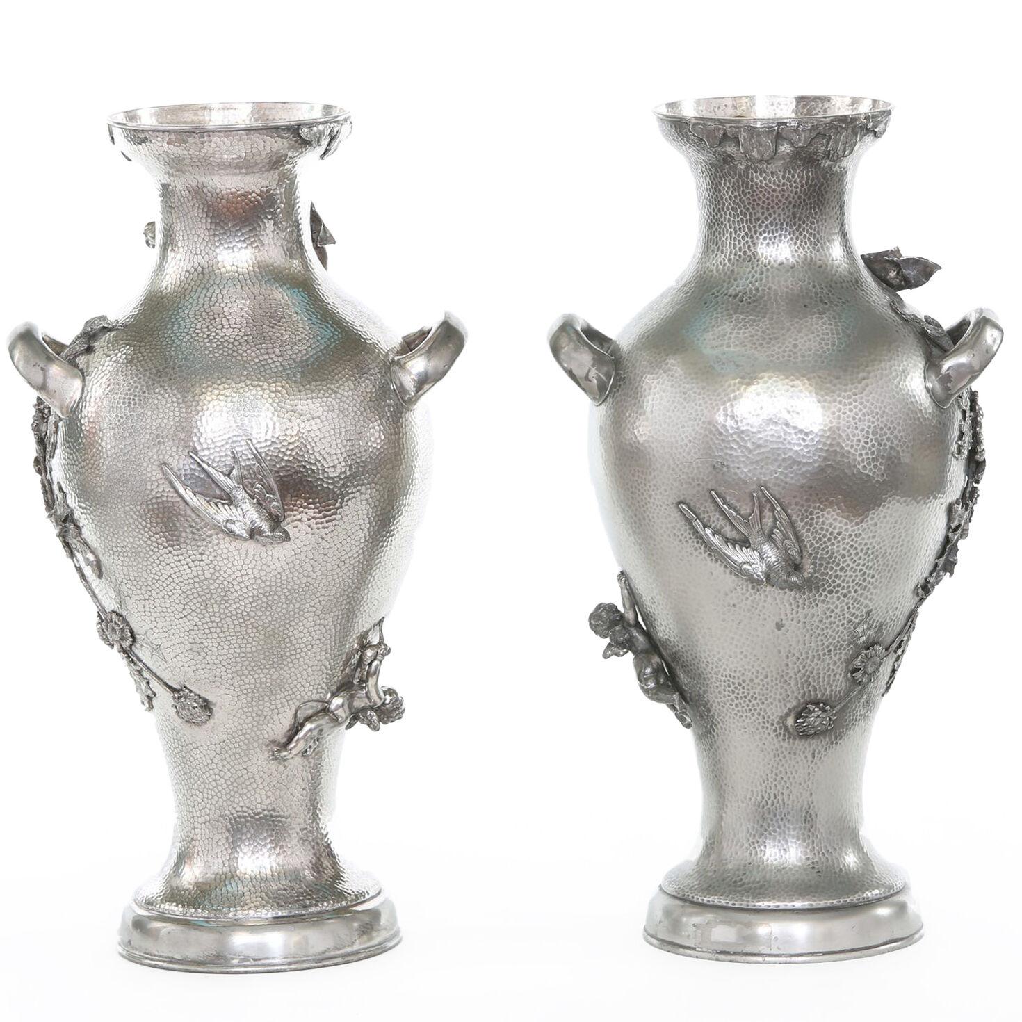 Late 19th Century Silver Plated Pair / Vase / Urn