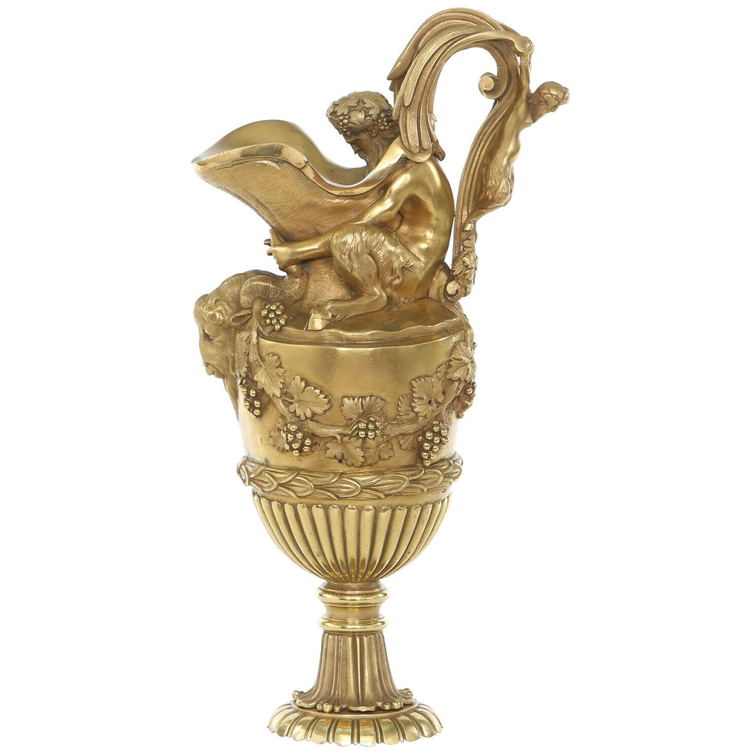 19th Century Gilt Bronze Ormolu Amphora / Ewer