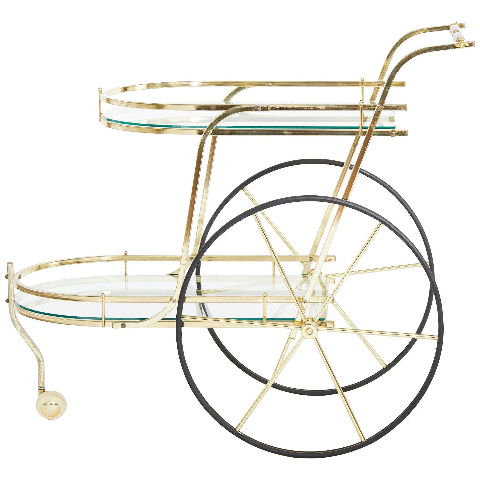 Mid-20th Century Brass / Glass Bar Cart