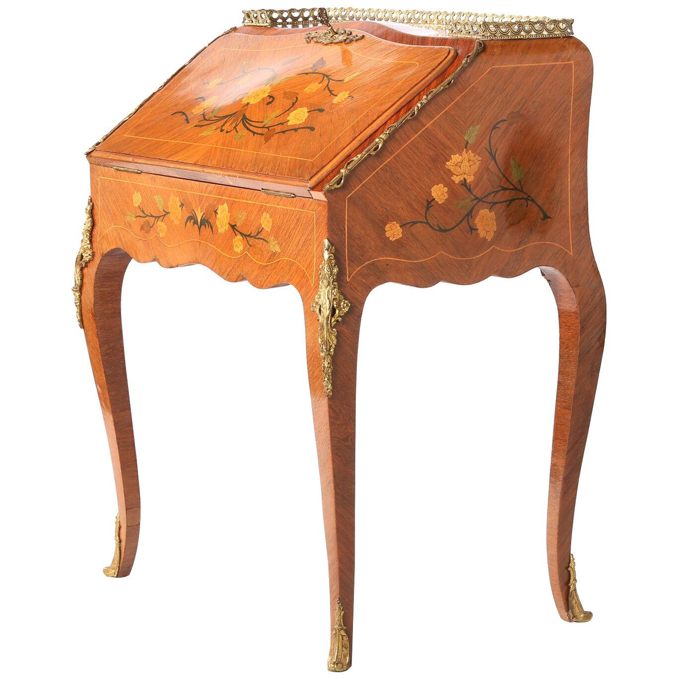 Louis XV Style Ladies Writing Desk / Marquetry Details