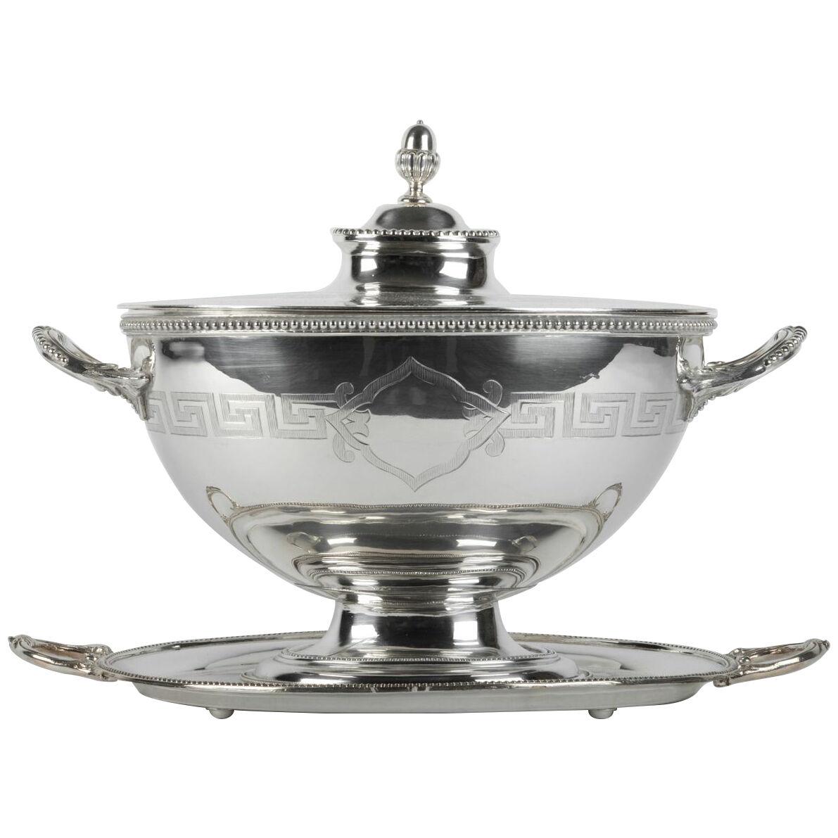 Old english Sheffield Silver Plate Covered Tureen .