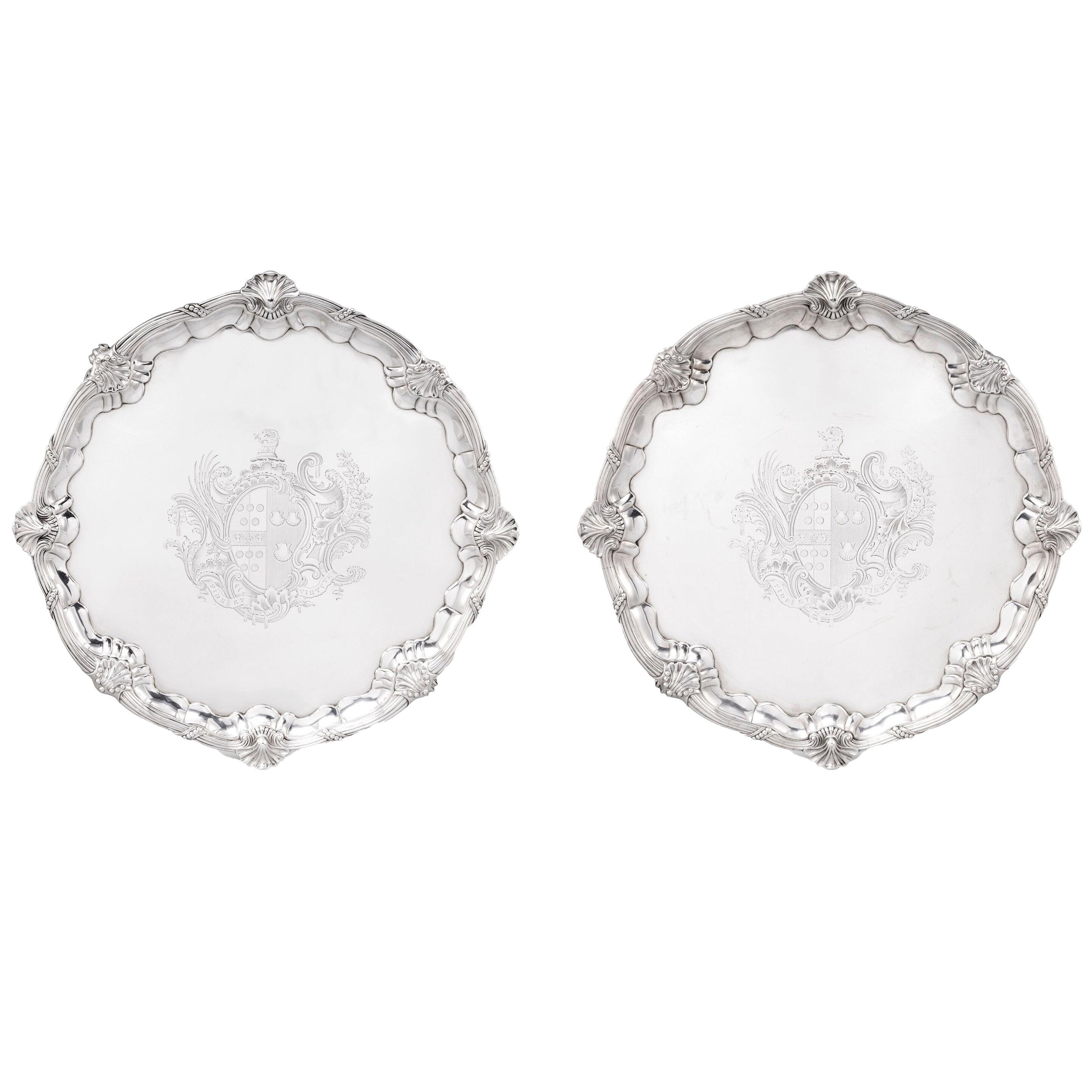 An Exceptionally Large Pair of George IV Salvers