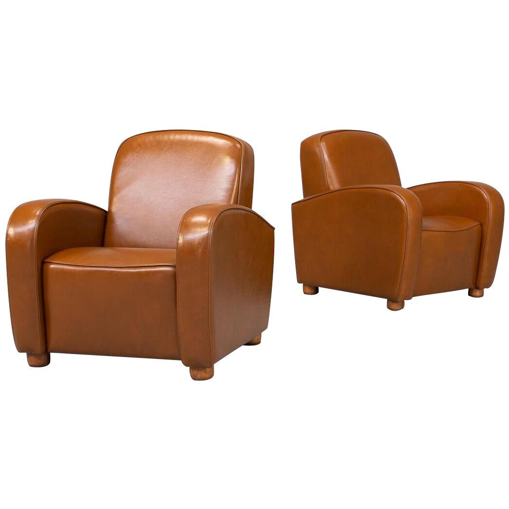 80s cognac leather club fauteuils for IDP Italia set/2