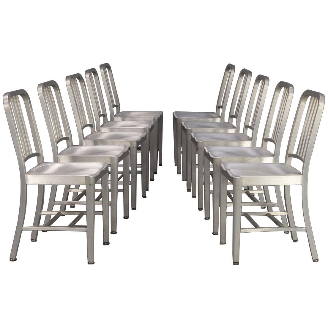 80s ‘Navy’ aluminium dining chair for Emeco set/10