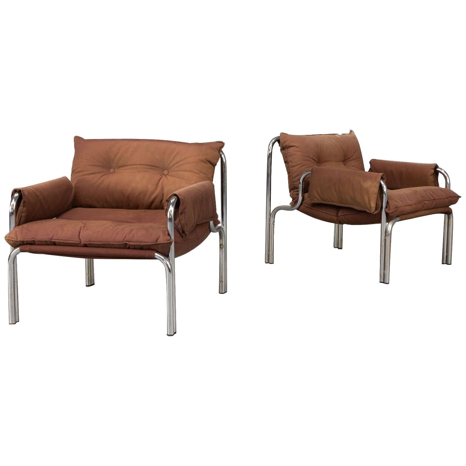 70s Wim Ypma tubular steel lounge fauteuil for Riemersma set/2