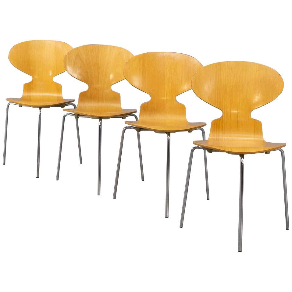 80s Arne Jacobsen plywood original ‘model 3100 Ant’ chair for Fritz Hansen set/4
