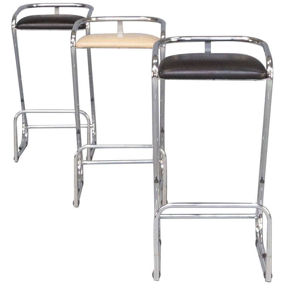 80s chrome and skai barstool with footrest set/3