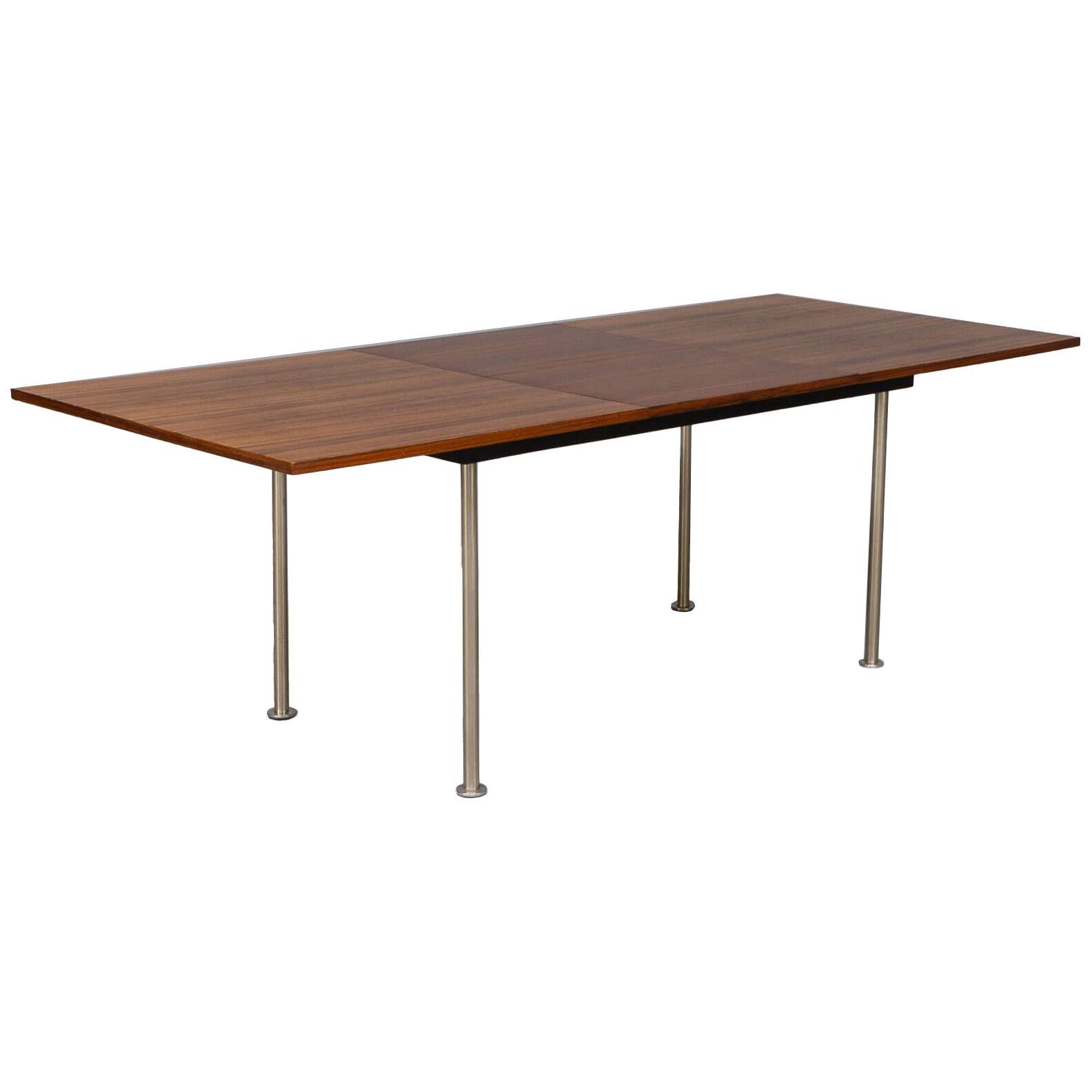 60s Teak and metal extendable dining table attr Belform
