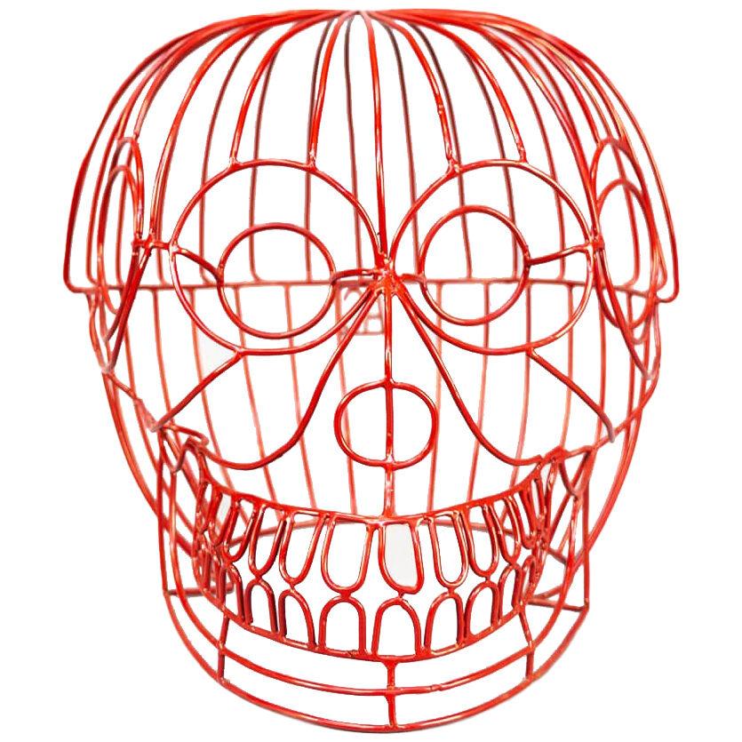 Handmade decorative object / stool ‘Red Skull’ by Anacleto Spazzapan