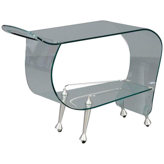 90s Massimo Iosa-Ghini glass bar cart or trolley for Fiam Italy