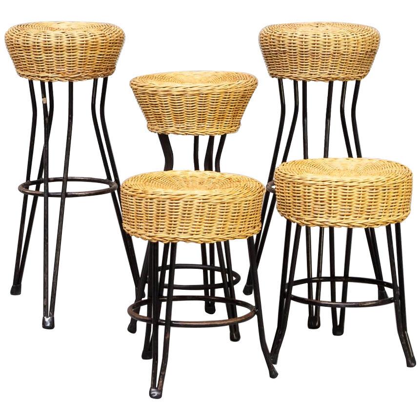 60s lot for 5 stools metal and rattan for Rohé Noordwolde