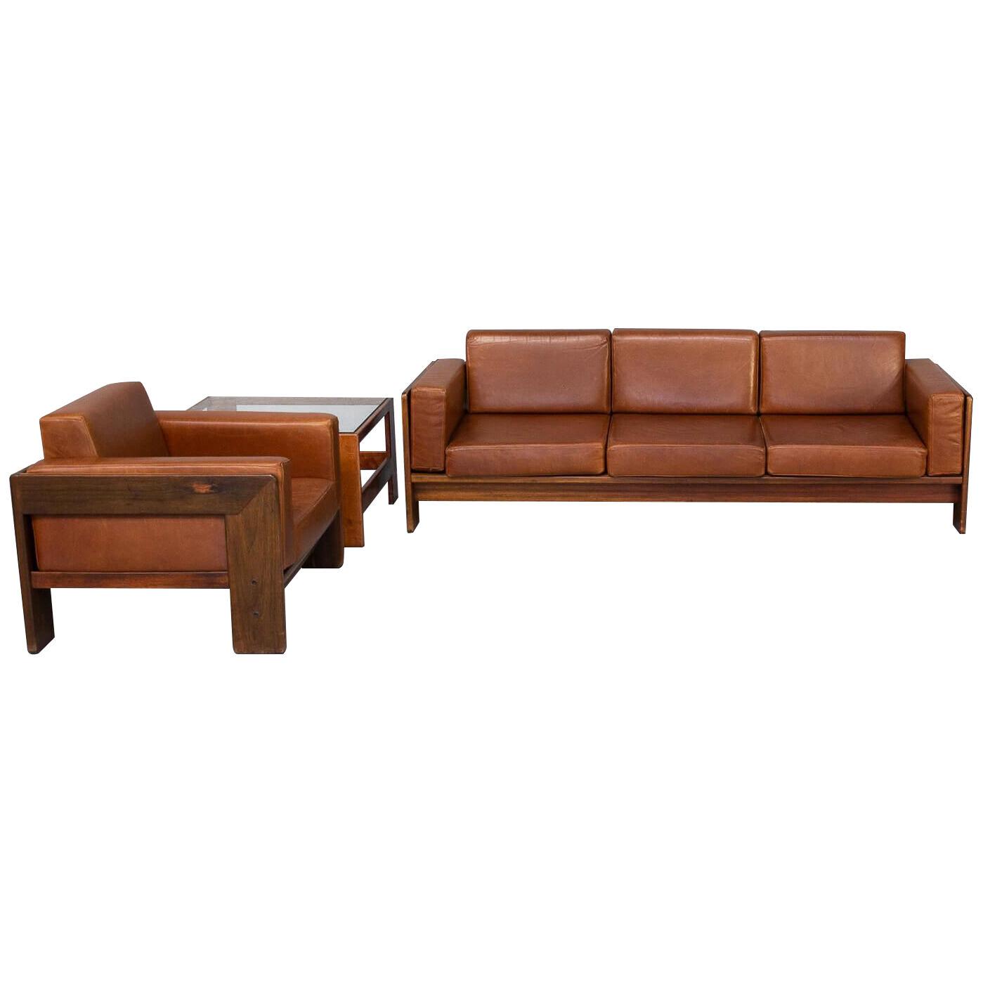 60s Tobia Scarpa ‘Bastiano’ Sofa, fauteuil & sidetable set for Knoll