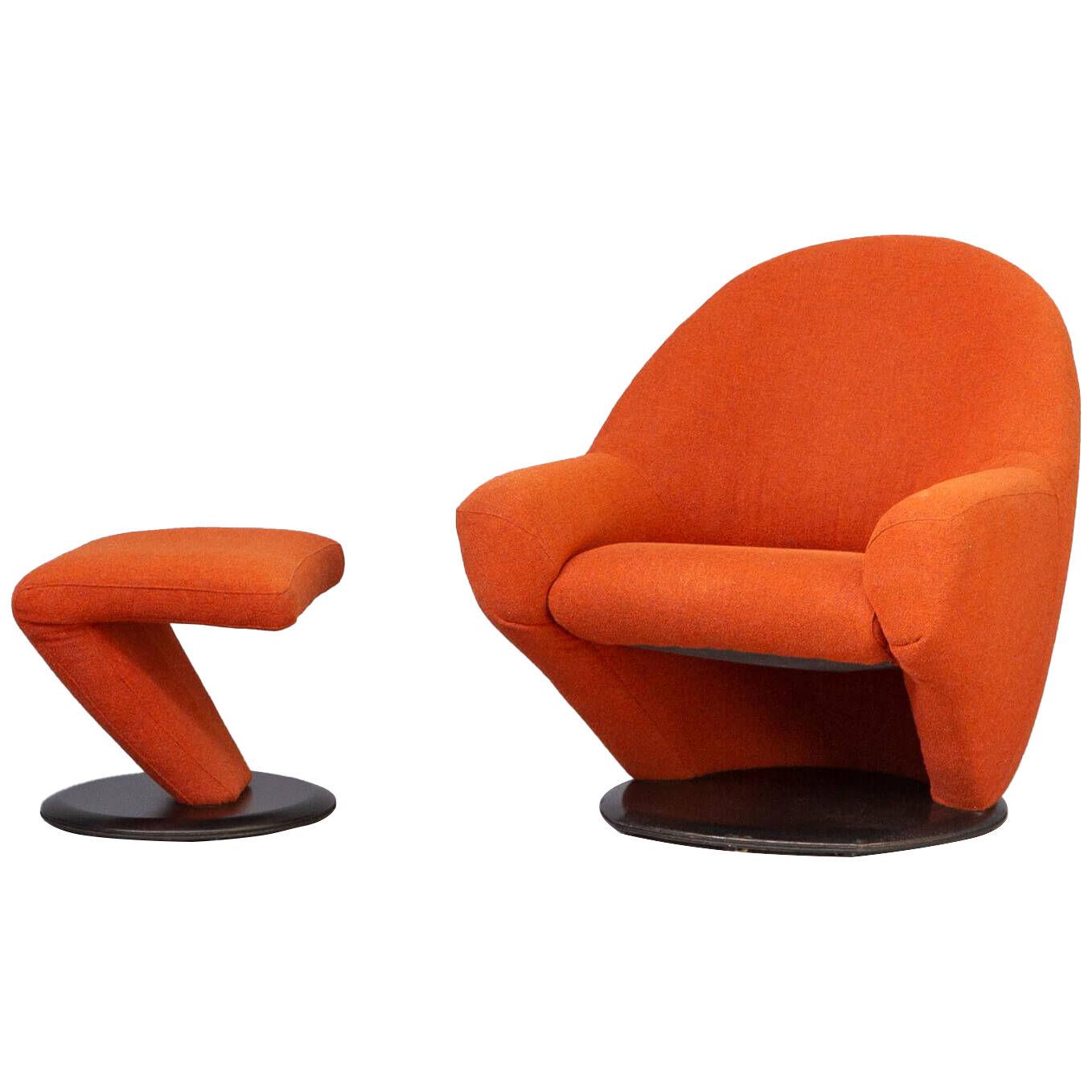 80s lounge fauteuil and ottoman for Leolux