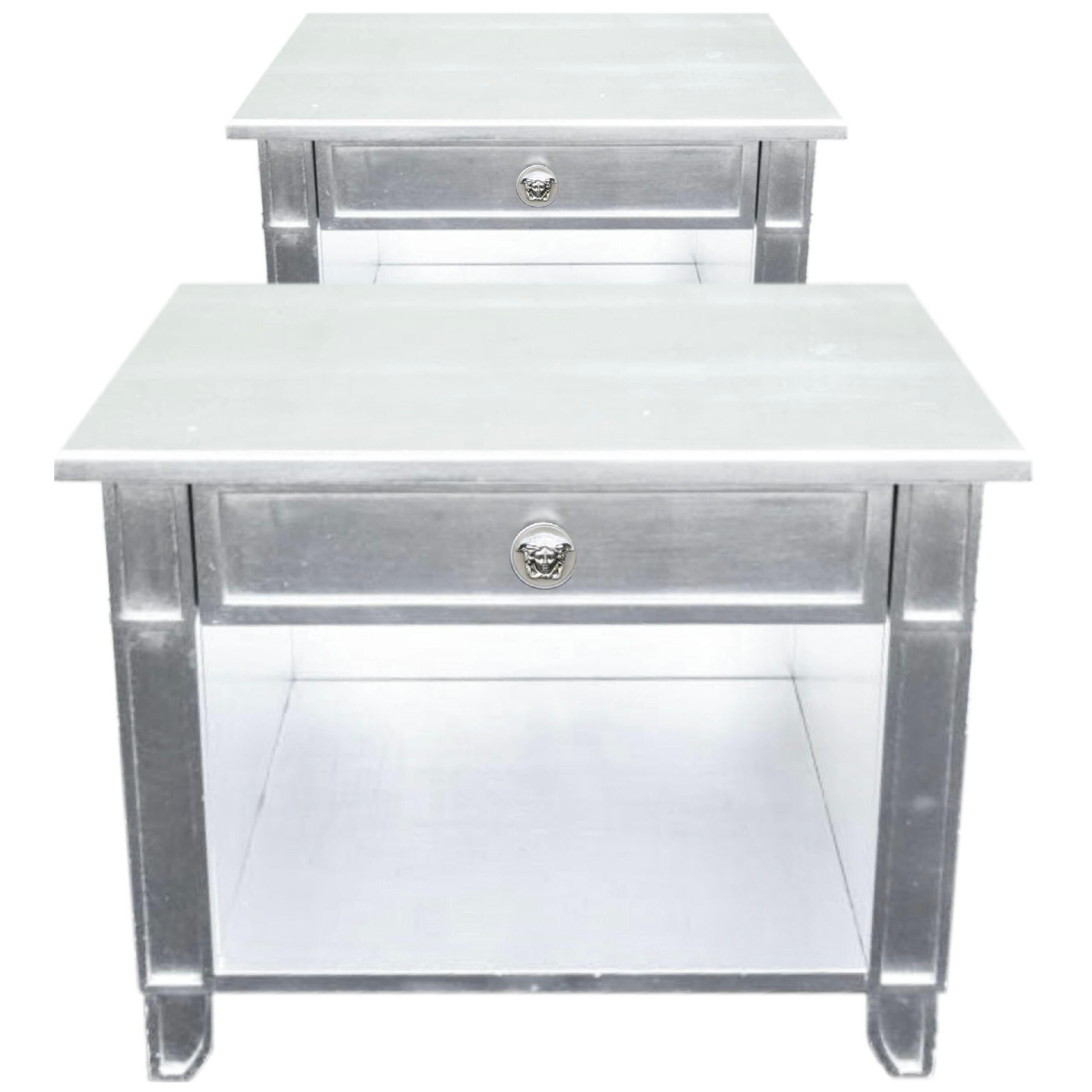 Versace Silvered Pasha End Table, Nightstands, Gianni Versace, Italy, 1994