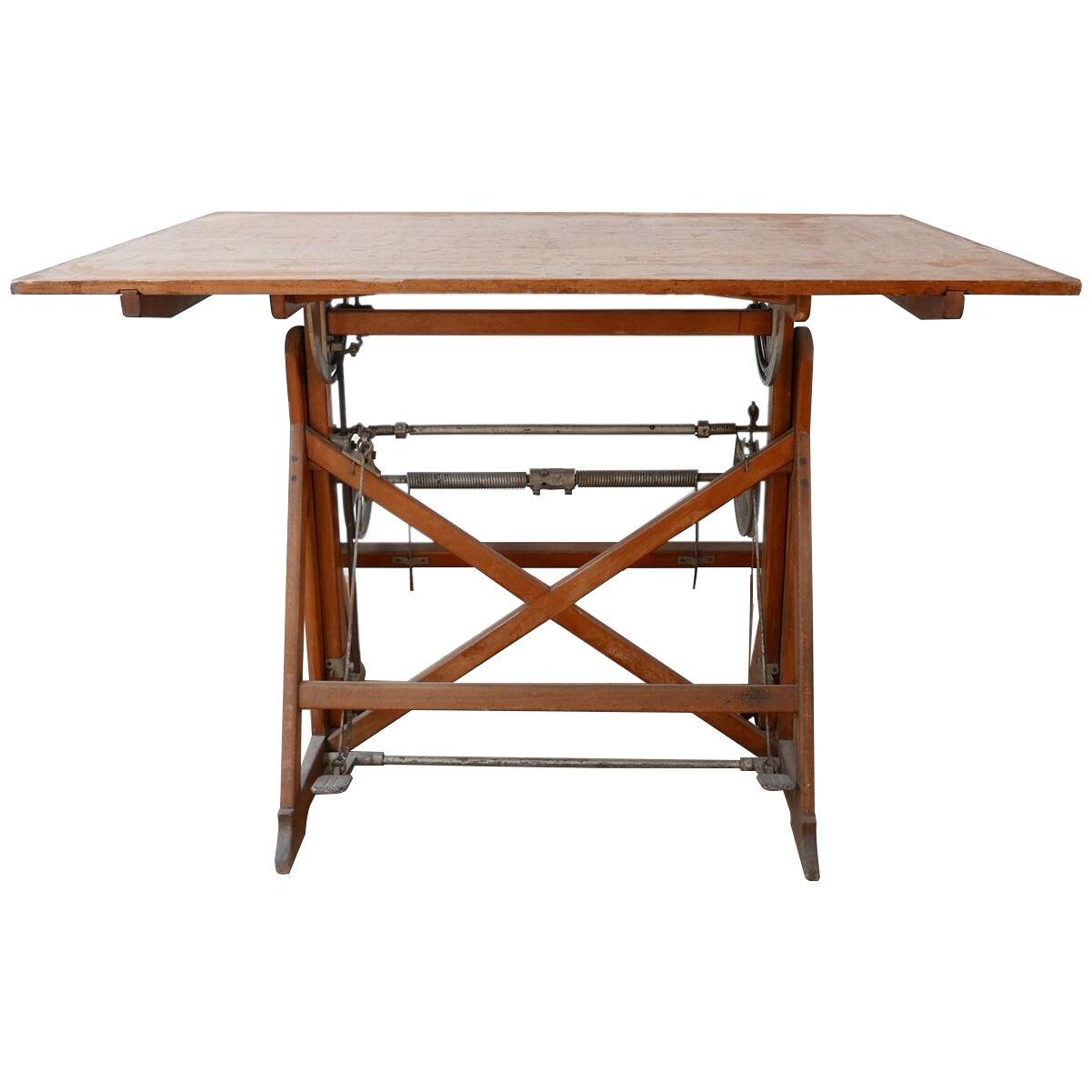 Adjustable Mid-Century Italian Architects Desk Table