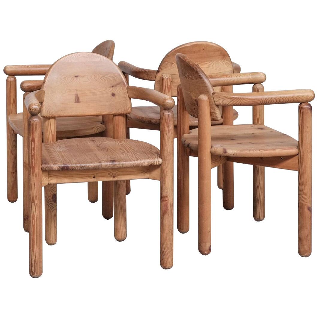Set of Four Pine Mid-Century Danish Chairs attr. to Rainer Daumiller