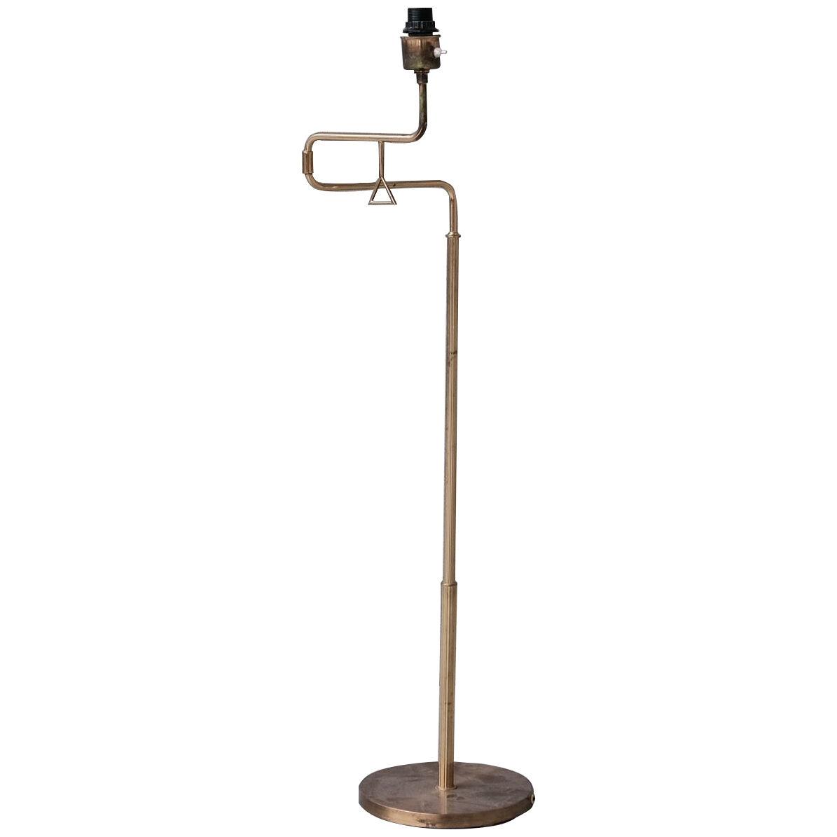 A Swedish Brass Adjustable Swing Arm Floor Lamp