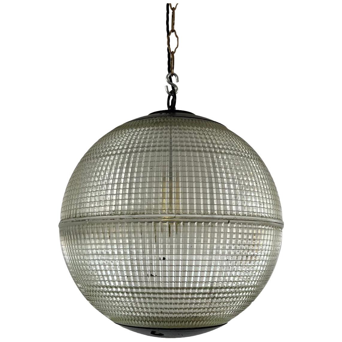 Parisian Glass Holophane Mid-Century Globe Pendant Lights (up to 3 available)