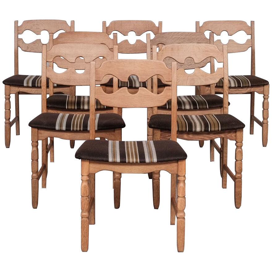 Henning Kjaernulf Oak Mid-Century Danish Dining Chairs (8)