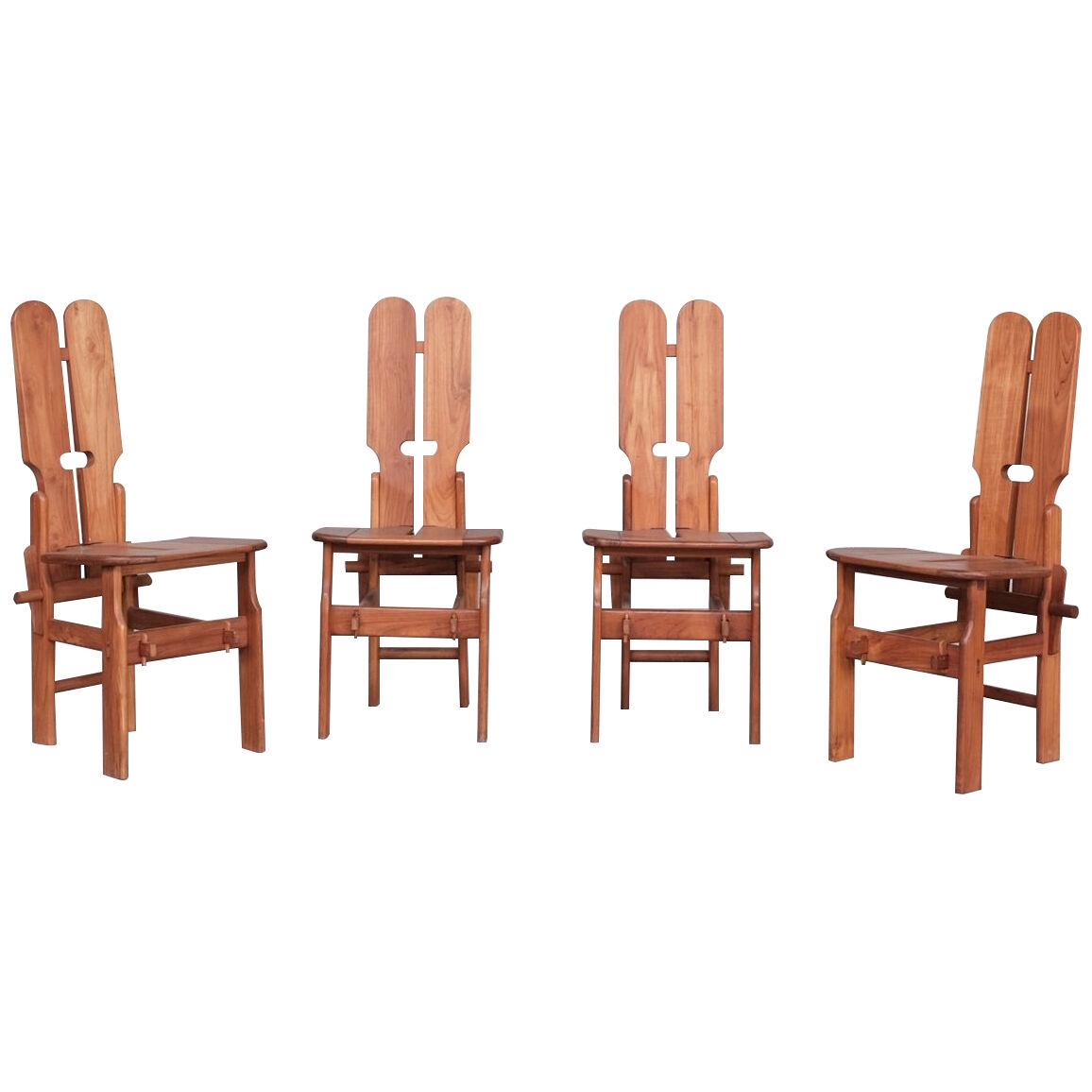Italian Mid-Century Architectural Dining Chairs (4)