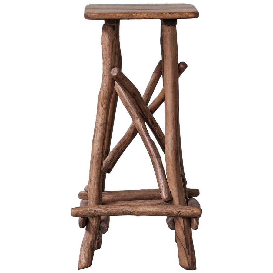 Mid-Century Bar Stool or Sculpture Pedestal in Adirondack Style (6 Available)