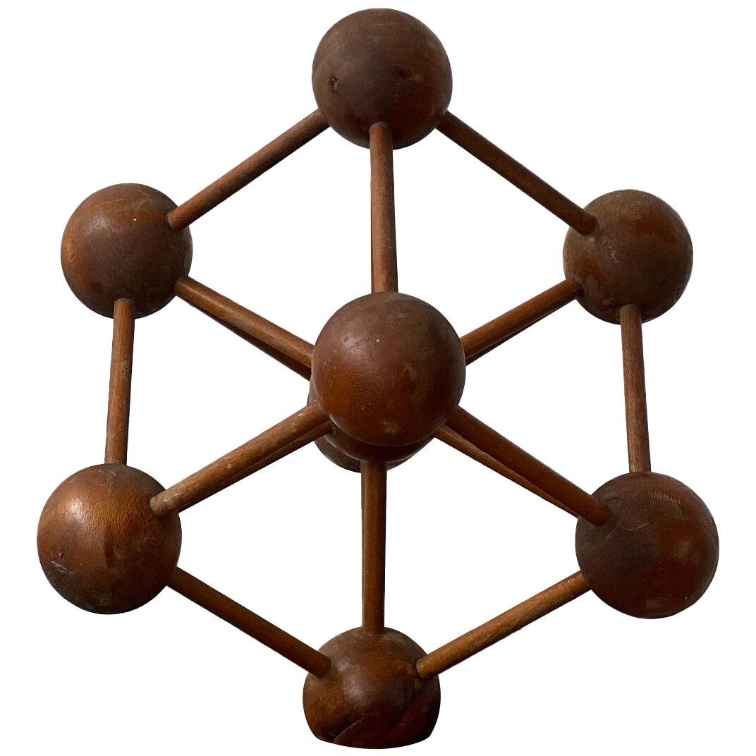 Mid-Century Wooden Atomium Decorative Geometric Model