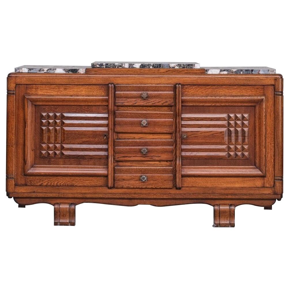 Art Deco French Marble Credenza or Sideboard