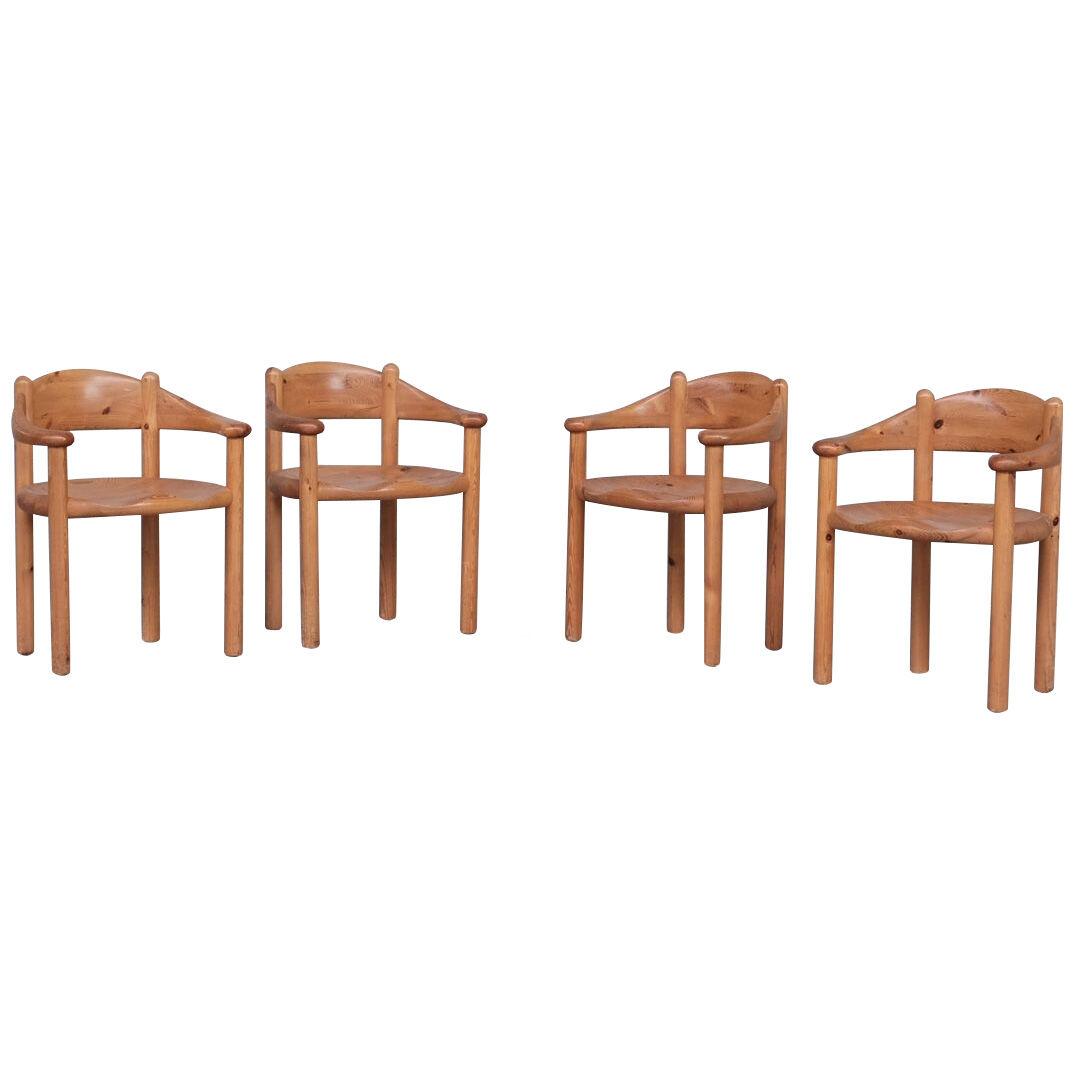 Mid-Century Solid Pine Dining Chairs by Rainer Daumiller  (4)