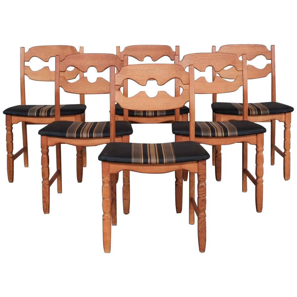 Henning Kjaernulf Mid-Century Danish Oak Dining Chairs (6)