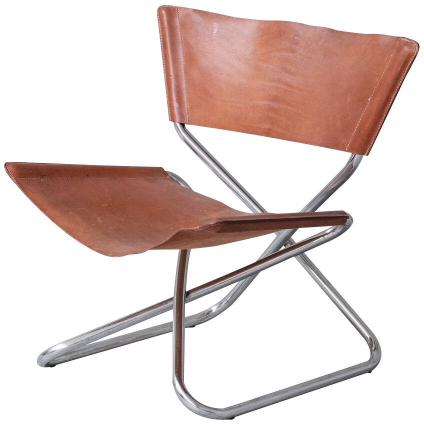 Erik Magnussen “Z-down” Mid-Century Leather & Steel Lounge Chair
